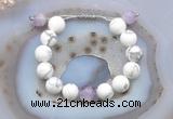 CGB6931 12mm round white howlite & lavender amethyst adjustable bracelets