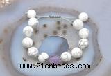 CGB6932 Hand-knotted 12mm round white howlite & lavender amethyst adjustable bracelets