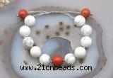 CGB6946 12mm round white howlite & red jasper adjustable bracelets