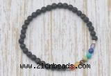 CGB7021 7 chakra 4mm black lava beaded meditation yoga bracelets