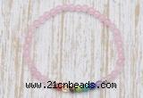 CGB7087 7 chakra 4mm rose quartz beaded meditation yoga bracelets