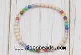 CGB7118 7 chakra 4mm white fossil jasper beaded meditation yoga bracelets