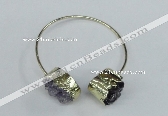 CGB721 15*20mm oval druzy amethyst gemstone bangles wholesale