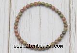 CGB7219 4mm tiny unakite beaded meditation yoga bracelets