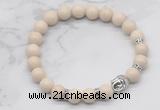 CGB7350 8mm white fossil jasper bracelet with buddha for men or women