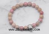 CGB7351 8mm pink wooden jasper bracelet with tiger head for men or women