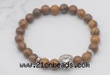 CGB7362 8mm elephant skin jasper bracelet with lion head for men or women