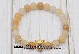 CGB7383 8mm yellow aventurine bracelet with leopard head for men or women