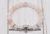 CGB7384 8mm pink aventurine bracelet with leopard head for men or women