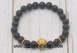 CGB7408 8mm black lava bracelet with lion head for men or women