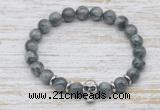 CGB7422 8mm eagle eye jasper bracelet with skull for men or women