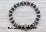 CGB7431 8mm Tibetan agate bracelet with skull for men or women