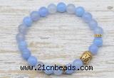 CGB7439 8mm blue banded agate bracelet with skull for men or women