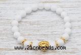 CGB7470 8mm white candy jade bracelet with lion head for men or women