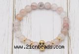 CGB7496 8mm pink quartz bracelet with skull for men or women