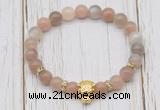 CGB7508 8mm rainbow moonstone bracelet with tiger head for men or women