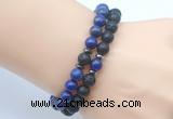 CGB7632 8mm black lava & lapis lazuli mala stretchy bracelets