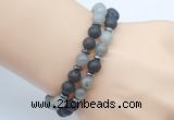 CGB7648 8mm black lava & labradorite gemstone mala stretchy bracelets