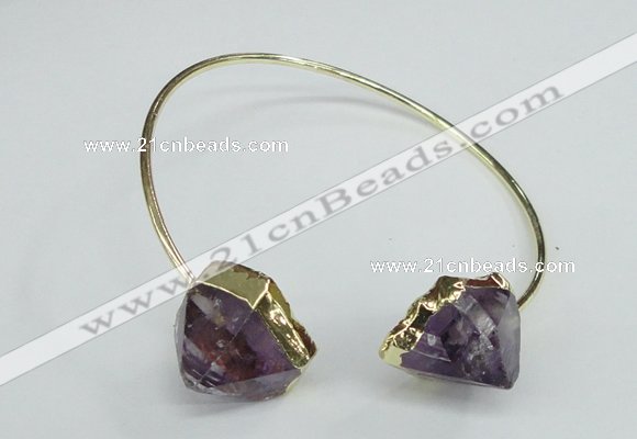 CGB768 13*18mm - 15*20mm faceted nuggets amethyst gemstone bangles