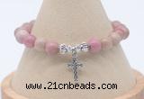 CGB7751 8mm pink wooden jasper bead with luckly charm bracelets