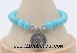 CGB7792 8mm blue howlite bead with luckly charm bracelets