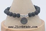 CGB7808 8mm black lava bead with luckly charm bracelets wholesale