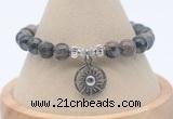 CGB7814 8mm grey opal bead with luckly charm bracelets wholesale