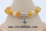 CGB7841 8mm yellow banded agate bead with luckly charm bracelets