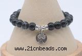 CGB7845 8mm black banded agate bead with luckly charm bracelets