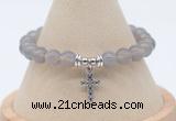CGB7853 8mm grey agate bead with luckly charm bracelets