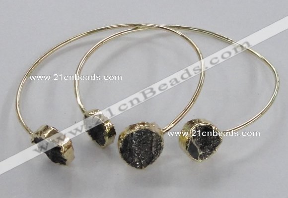 CGB797 12mm - 14mm coin druzy agate gemstone bangles wholesale