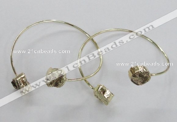 CGB803 12mm - 14mm coin plated druzy agate gemstone bangles