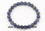 CGB8035 8mm lapis lazuli & matte black labradorite beaded stretchy bracelets