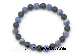 CGB8048 8mm matte lapis lazuli & matte black agate beaded stretchy bracelets