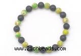 CGB8064 8mm green sea sediment jasper & black lava beaded stretchy bracelets