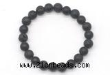 CGB8079 8mm matte black agate & black lava beaded stretchy bracelets