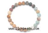 CGB8081 8mm matte amazonite, picture jasper & picasso jasper beaded stretchy bracelets