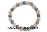 CGB8088 8mm matte yellow tiger eye & labradorite beaded stretchy bracelets