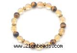 CGB8102 8mm citrine, yellow tiger eye & hematite power beads bracelet