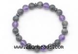 CGB8105 8mm black labradorite, amethyst & hematite power beads bracelet