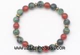 CGB8122 8mm ruby zoisite, red agate & hematite power beads bracelet