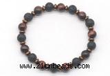 CGB8136 8mm red tiger eye, black lava & hematite power beads bracelet