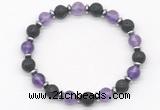 CGB8137 8mm amethyst, black lava & hematite power beads bracelet