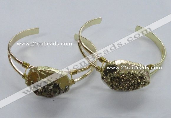 CGB814 25*30mm – 25*35mm freeform plated druzy agate bangles