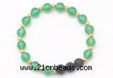 CGB8170 8mm green agate & black lava beaded stretchy bracelets