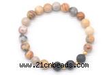 CGB8172 8mm yellow crazy lace agate & black lava beaded stretchy bracelets