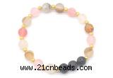 CGB8183 8mm matte volcano cherry quartz & black lava beaded stretchy bracelets