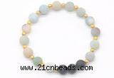 CGB8188 8mm matte amazonite & black lava beaded stretchy bracelets