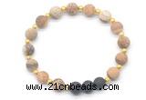 CGB8193 8mm matte picture jasper & black lava beaded stretchy bracelets