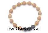 CGB8194 8mm matte wooden jasper & black lava beaded stretchy bracelets